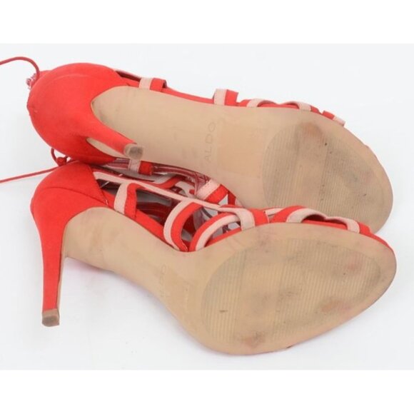 Aldo Women's Size 9 Shaylla Ankle Strap Sandals Red Pink Artsy Open Toe Straps - Picture 7 of 9